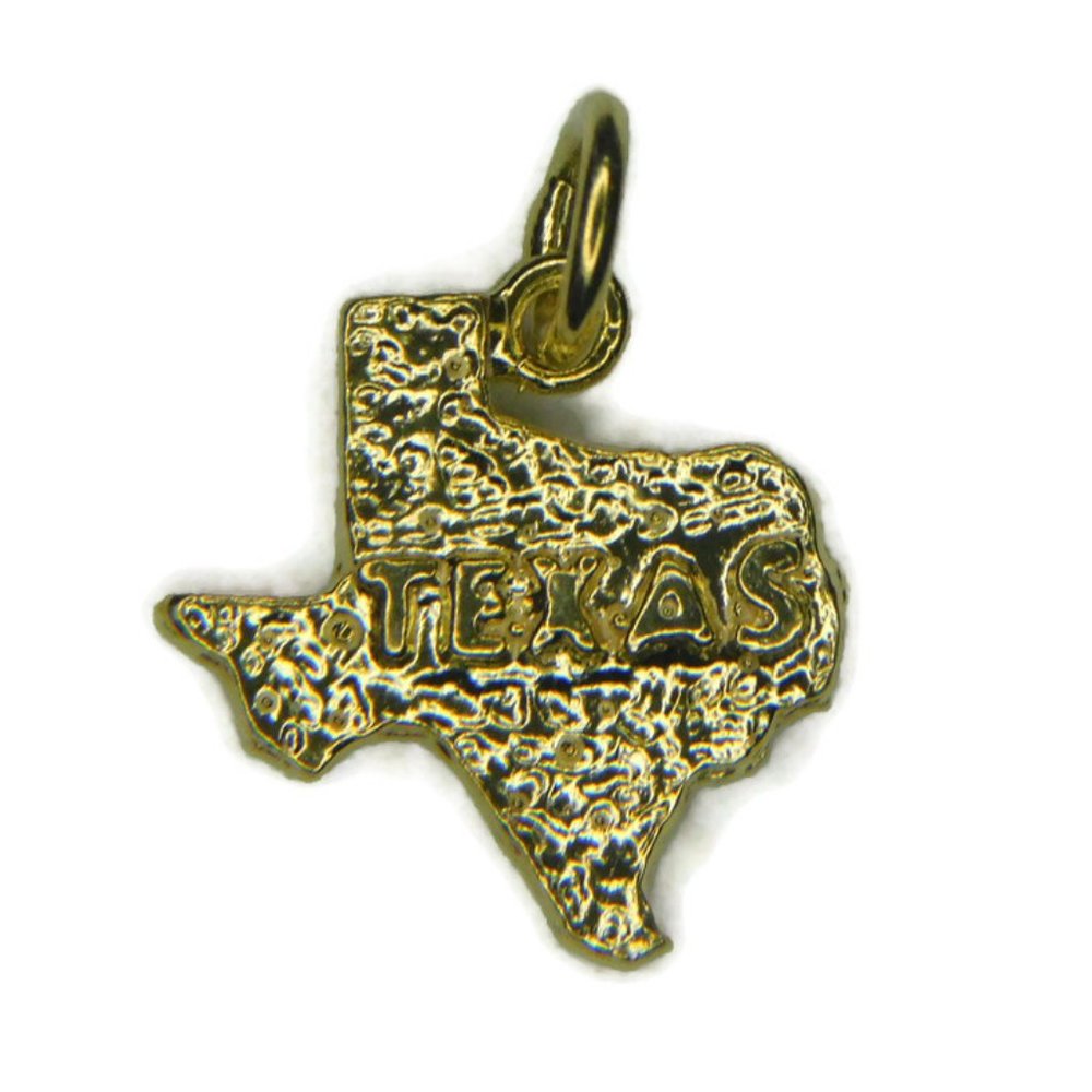Texas Map Charm Pendant 14kl  Yellow Gold.
